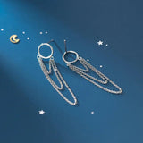 Trustdavis 925 Sterling Silver Multilayer Chain Stud Earrings