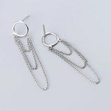 Trustdavis 925 Sterling Silver Multilayer Chain Stud Earrings