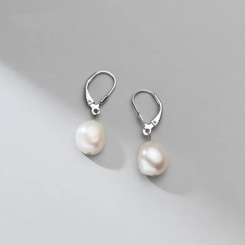 925 Sterling Silver Baroque Pearl Stud Earrings for Women Punk Gothic Jewelry