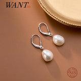 925 Sterling Silver Baroque Pearl Stud Earrings for Women Punk Gothic Jewelry