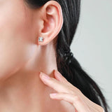 CZ Square 925 Silver Stud Earrings Women Anti-allergy Jewelry