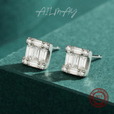 CZ Square 925 Silver Stud Earrings Women Anti-allergy Jewelry