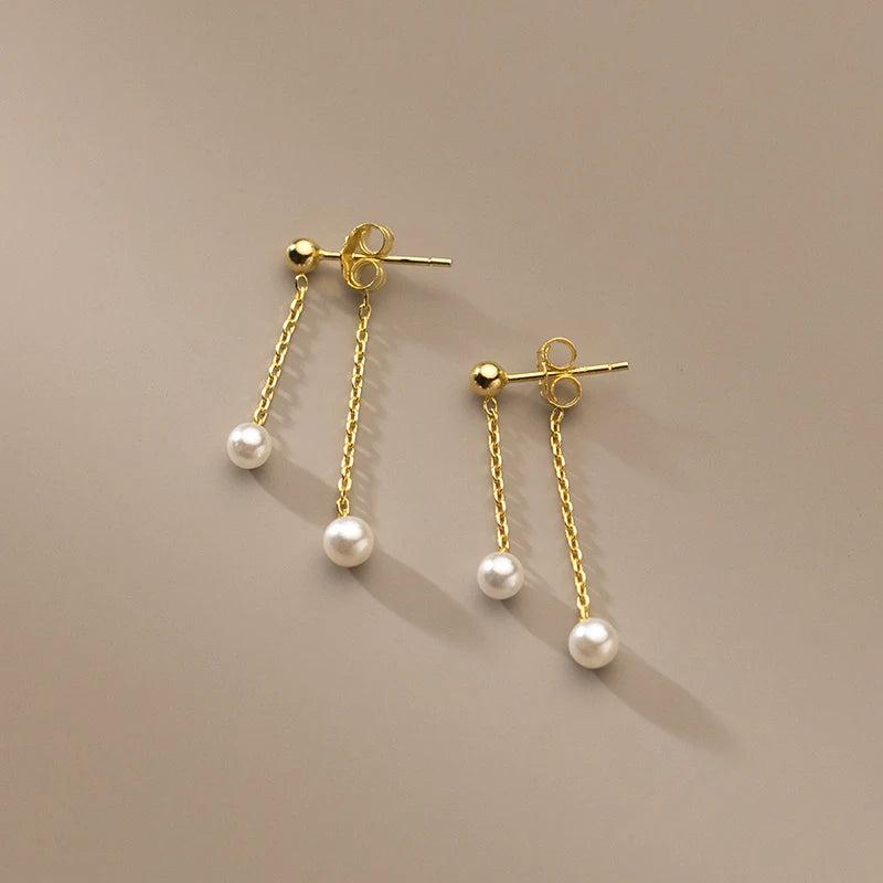 925 Silver Pearl Drop Earrings Women Charm Jewelry Gift