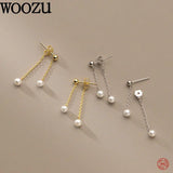 925 Silver Pearl Drop Earrings Women Charm Jewelry Gift