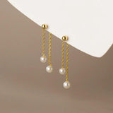 925 Silver Pearl Drop Earrings Women Charm Jewelry Gift