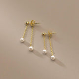 925 Silver Pearl Drop Earrings Women Charm Jewelry Gift
