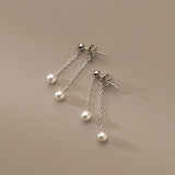 925 Silver Pearl Drop Earrings Women Charm Jewelry Gift