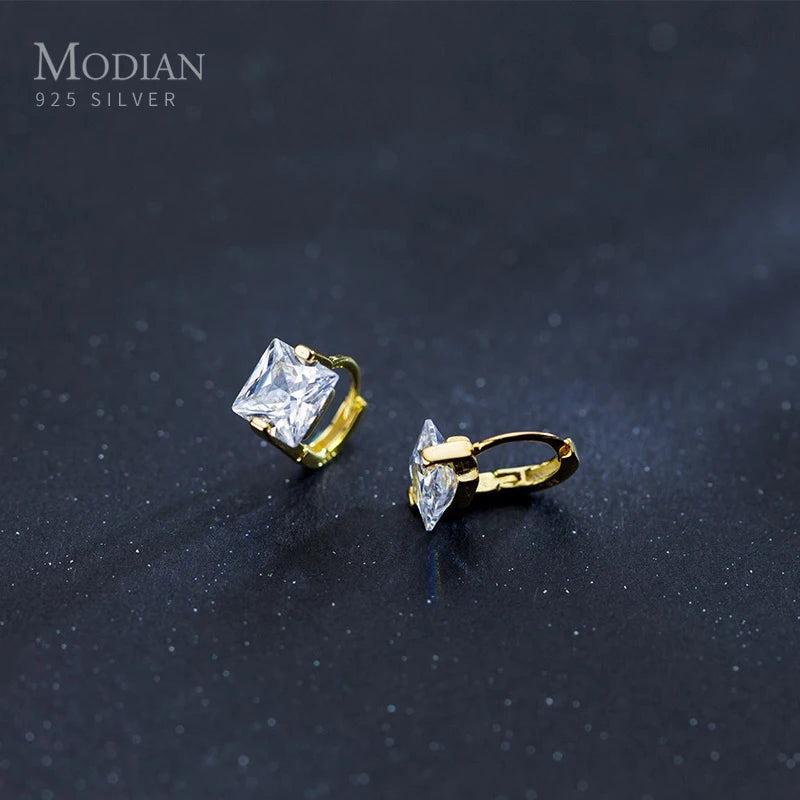 Small CZ Hoop Earrings 925 Sterling Silver Female Jewelry