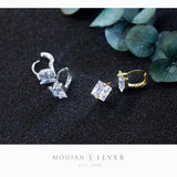 Small CZ Hoop Earrings 925 Sterling Silver Female Jewelry