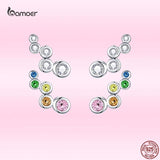 Geometric Zircon Earrings 925 Silver Studs