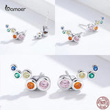 Geometric Zircon Earrings 925 Silver Studs