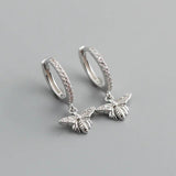 Crystal Bee Dangle Earrings 925 Silver Women Party Jewelry