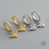 Crystal Bee Dangle Earrings 925 Silver Women Party Jewelry