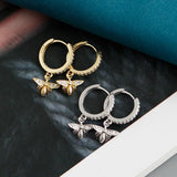 Crystal Bee Dangle Earrings 925 Silver Women Party Jewelry