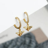 Crystal Bee Dangle Earrings 925 Silver Women Party Jewelry