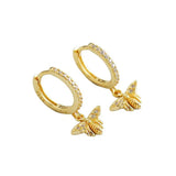 Crystal Bee Dangle Earrings 925 Silver Women Party Jewelry