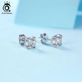 925 Silver 5mm AAAA CZ Stud Earrings Women 14K Jewelry APE57