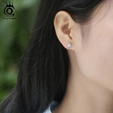 925 Silver 5mm AAAA CZ Stud Earrings Women 14K Jewelry APE57