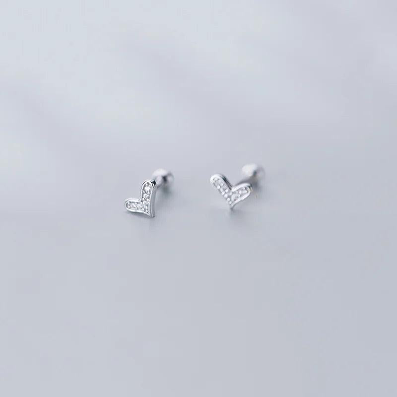 925 Silver Heart Stud Earrings for Women Teens