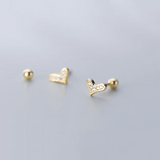 925 Silver Heart Stud Earrings for Women Teens