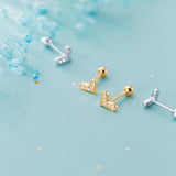 925 Silver Heart Stud Earrings for Women Teens