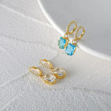 925 Silver Big Zircon Charm Dangle Earrings Circle Crystal Pave Sparkle
