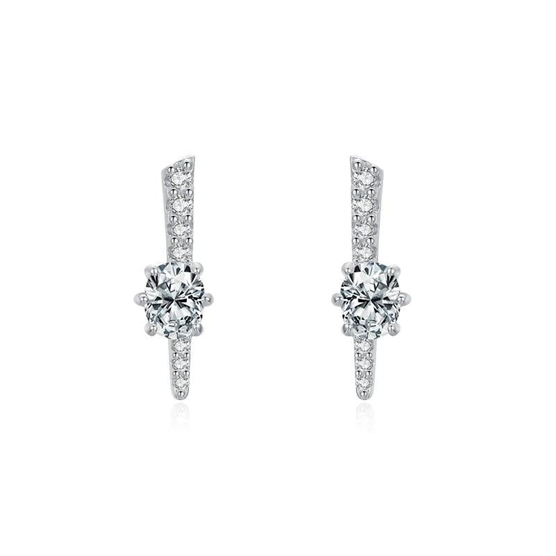 925 Silver CZ Geometric Earrings Wedding Fine Jewelry