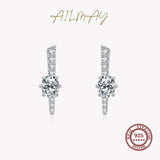 925 Silver CZ Geometric Earrings Wedding Fine Jewelry