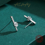 925 Silver CZ Geometric Earrings Wedding Fine Jewelry