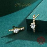 925 Silver CZ Geometric Earrings Wedding Fine Jewelry