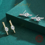 925 Silver CZ Geometric Earrings Wedding Fine Jewelry