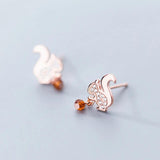 925 Silver Squirrel Pine Nut Stud Earrings for Girls
