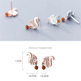 925 Silver Squirrel Pine Nut Stud Earrings for Girls