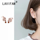 925 Silver Squirrel Pine Nut Stud Earrings for Girls