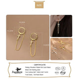 925 Sterling Silver Punk Cross Chain CZ Hoop Earrings for Women