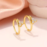 Trendy Zircon Flower Earrings for Women Sterling Silver Daily Jewelry