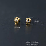 925 Sterling Silver Skull Style Screw Bead Earrings