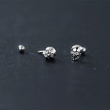925 Sterling Silver Skull Style Screw Bead Earrings