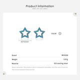 925 Silver Vintage Stars Turquoise Ear Studs Hollow Out Charm Female Earrings