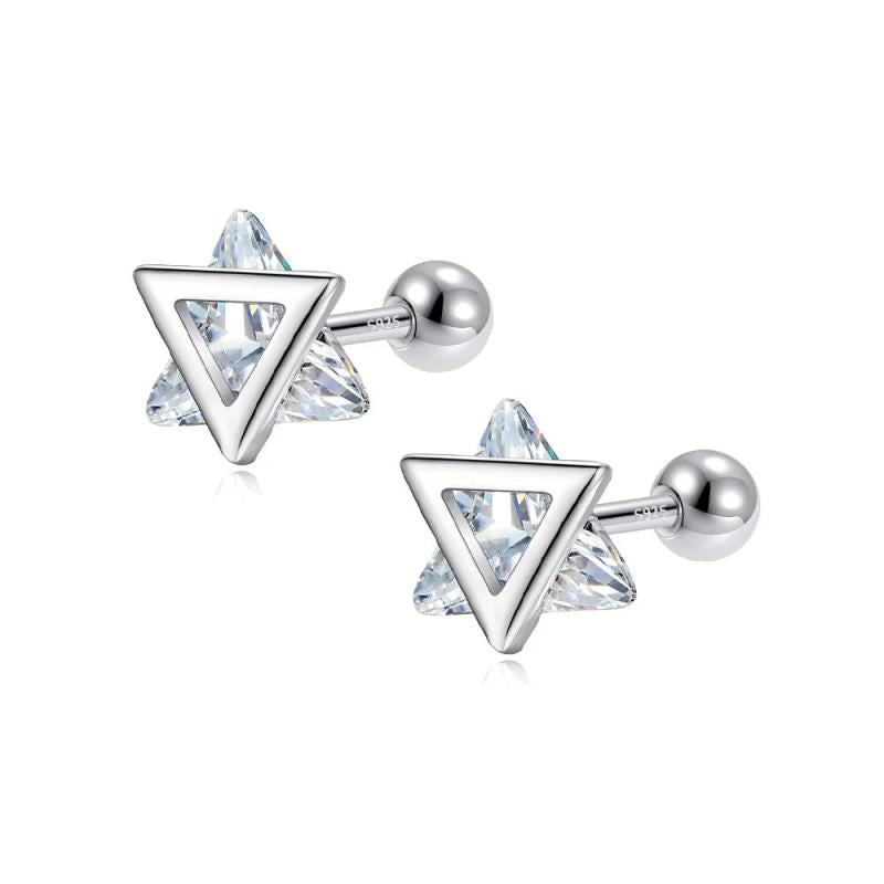 Trustdavis 925 Silver Triangle Stud Earrings for Women Girls Kids