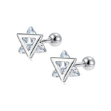 Trustdavis 925 Silver Triangle Stud Earrings for Women Girls Kids