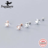 Trustdavis 925 Silver Triangle Stud Earrings for Women Girls Kids