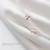 Trustdavis 925 Silver Triangle Stud Earrings for Women Girls Kids