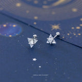 Trustdavis 925 Silver Triangle Stud Earrings for Women Girls Kids