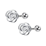 925 Silver Romantic Rose Flower Earring For Women Wedding Anniversary