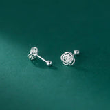 925 Silver Romantic Rose Flower Earring For Women Wedding Anniversary