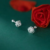 925 Silver Romantic Rose Flower Earring For Women Wedding Anniversary