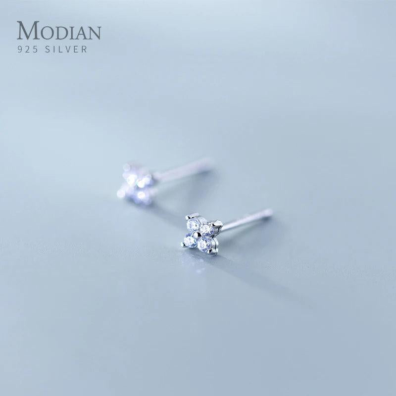 Clear CZ 925 Sterling Silver Stud Earrings Jewelry
