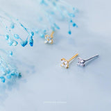 Clear CZ 925 Sterling Silver Stud Earrings Jewelry