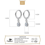TrustDavis Water Drop Zircon Hoop Earrings 925 Sterling Silver Wedding Jewelry